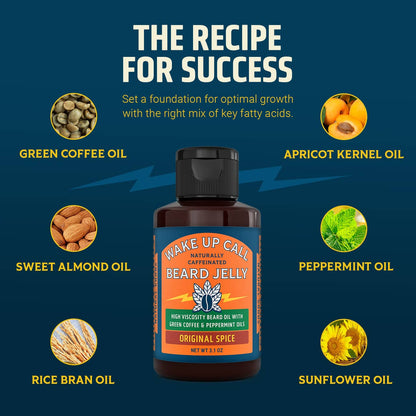 Ingredient spotlight with words: The recipe for success - set a foundation for optimal growth with the right mix of key fatty acids. Green coffee oil, sweet almond oil, rice bran oil, apricot kernel oil, peppermint oil, sunflower oil