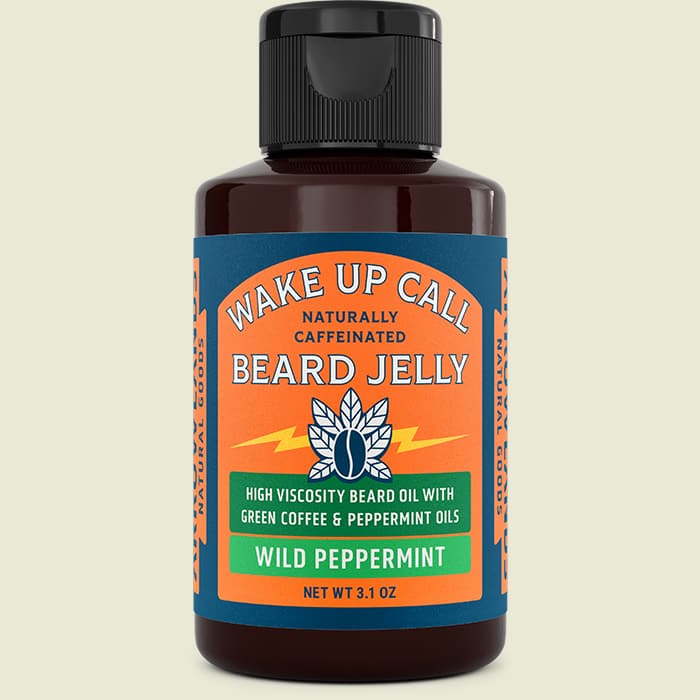 Bottle of Wake Up Call Beard Jelly, Wild Peppermint scent